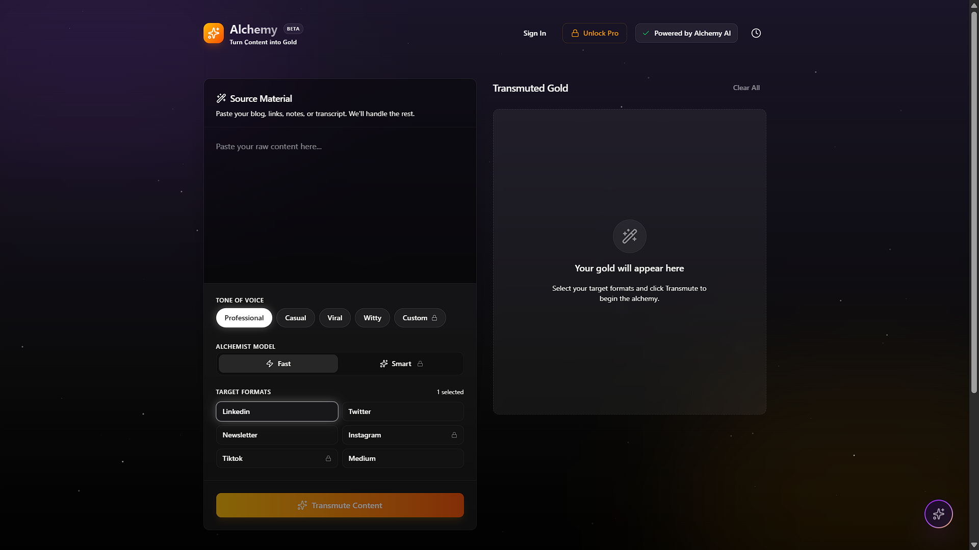 Alchemy AI - Screenshot 2 showing product features and functionality