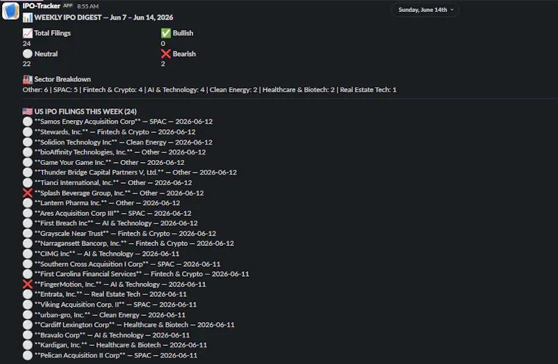 IPO Intelligence Feed — ConchITS screenshot 5