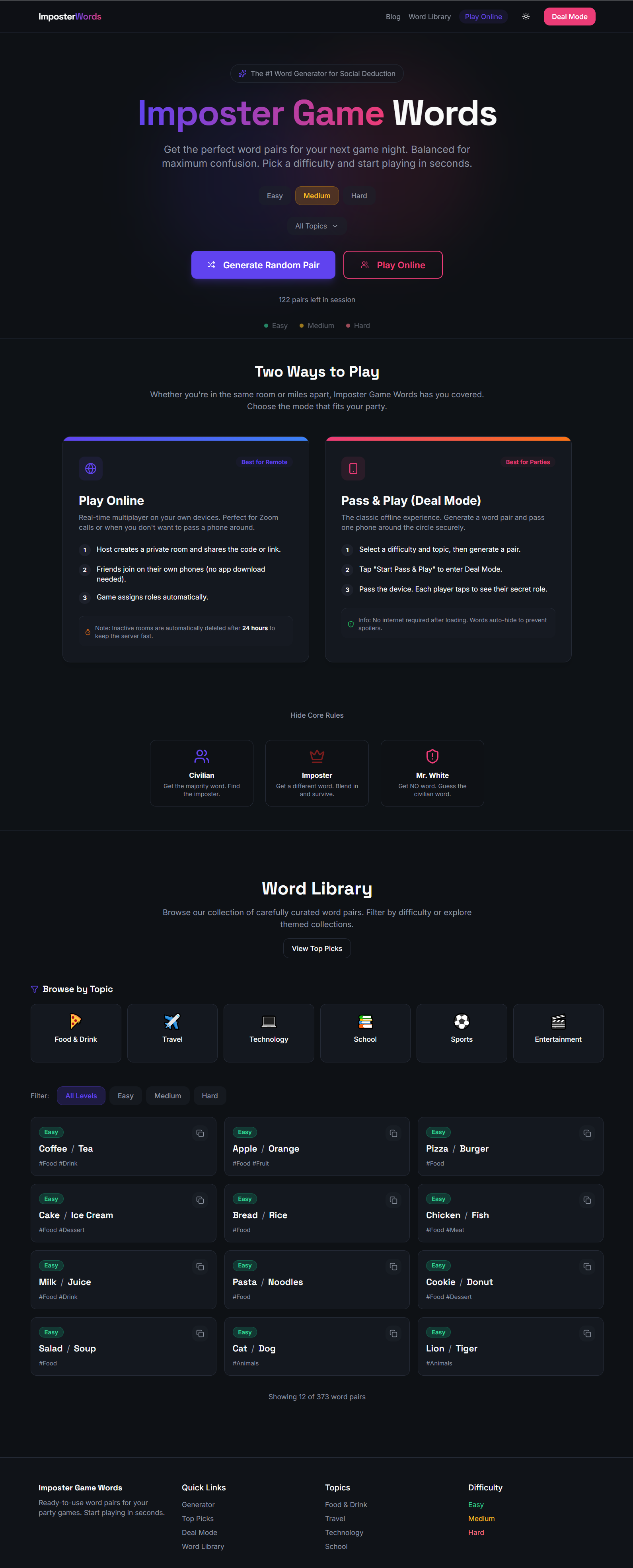 Imposter Game Words - Main product screenshot demonstrating key features and user interface