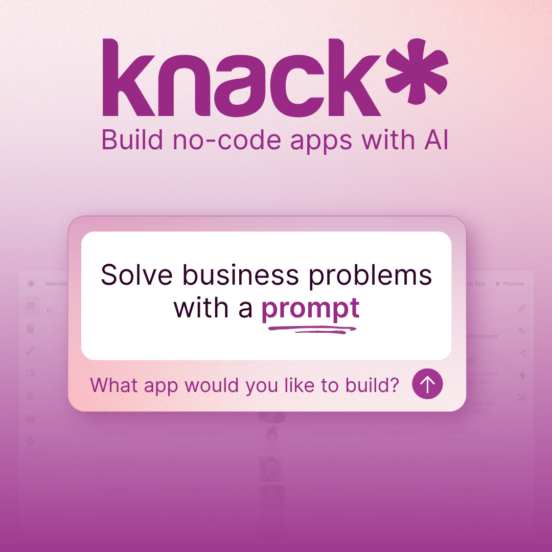 Knack 2.0: AI App Builder for Businesses - Main screenshot showing features and interface