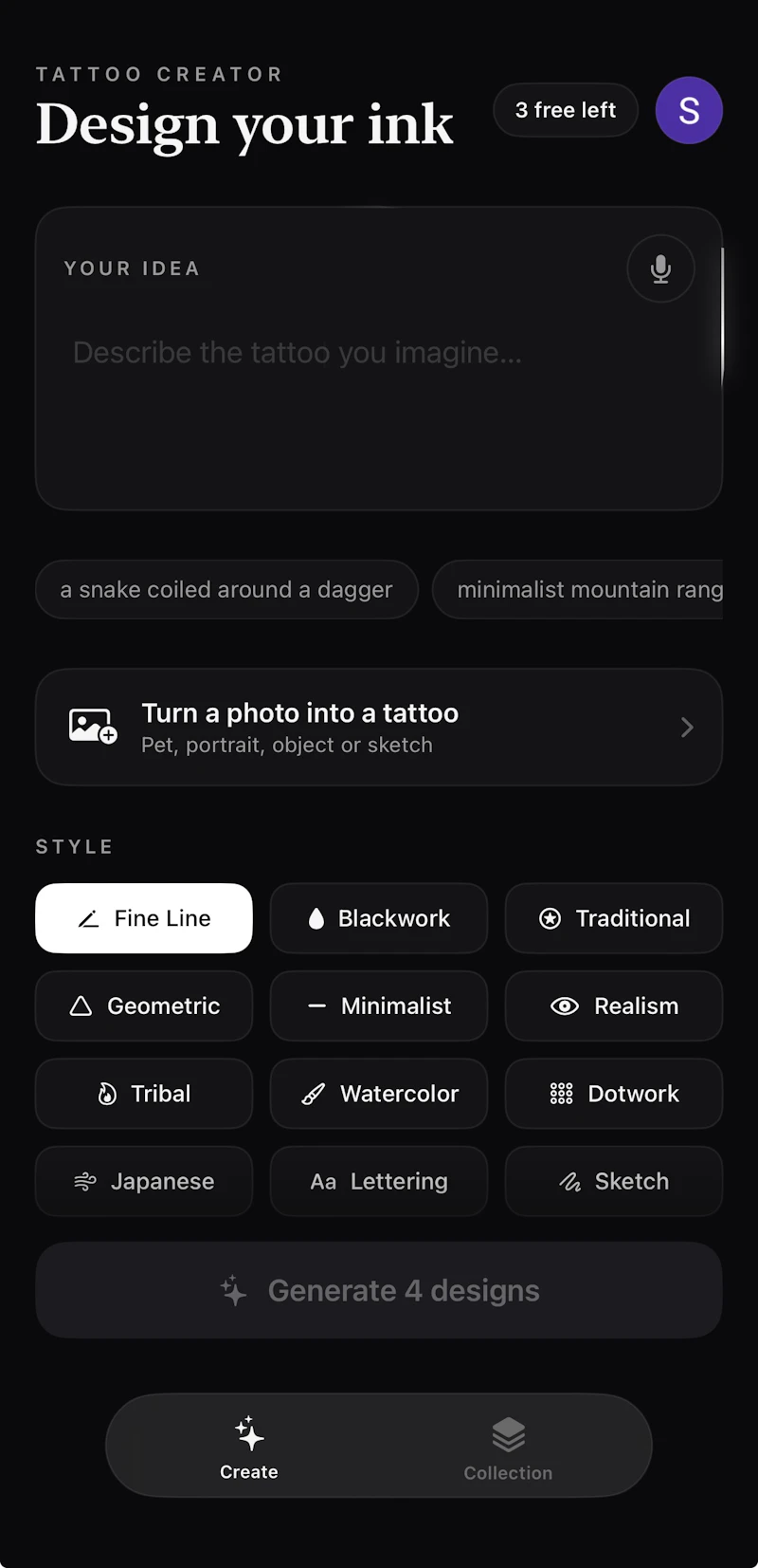 Tattoo Creator: AI Design screenshot 1
