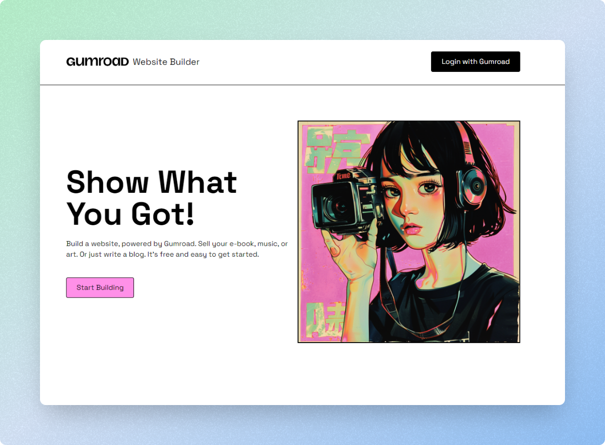 Pembina laman web untuk produk gumroad media 2