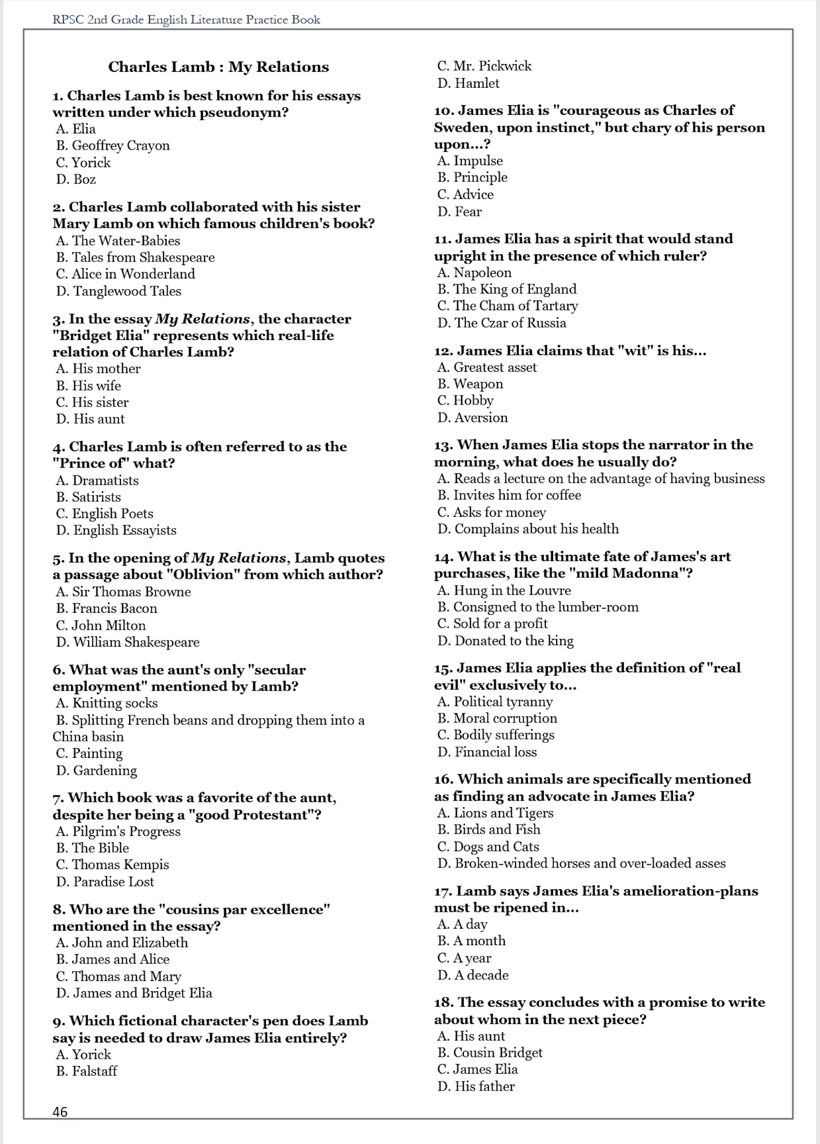 RPSC 2nd Grade English Literature MCQs  screenshot 3