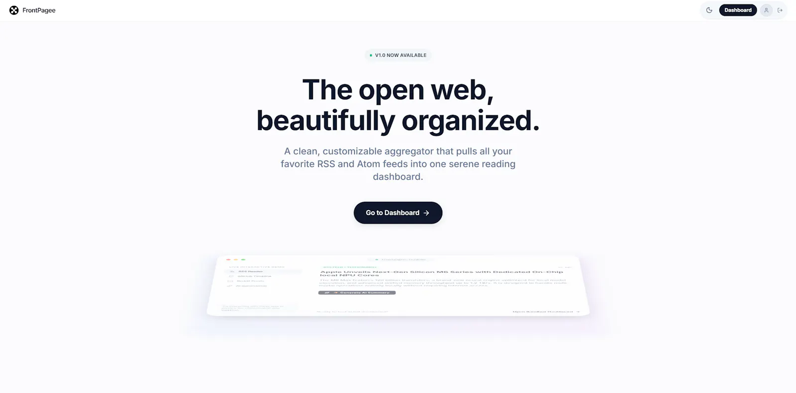 Frontpage screenshot 1