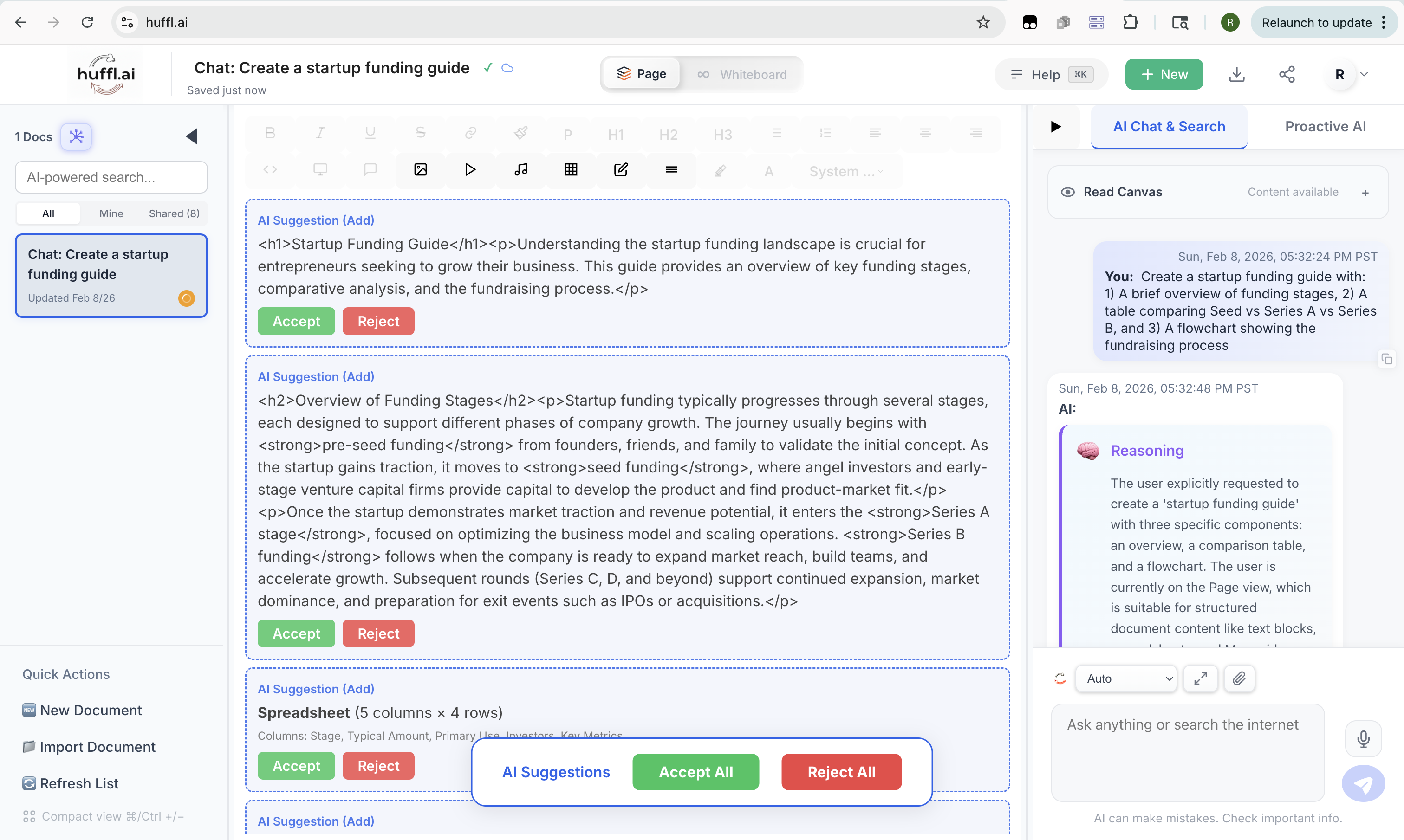 huffl.ai - Screenshot 2 showing product features and functionality