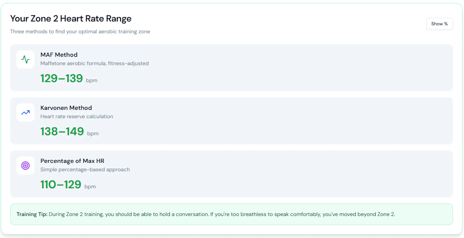 Zone 2 Heart Rate Calculator screenshot 2