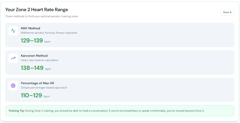 Zone 2 Heart Rate Calculator screenshot 2