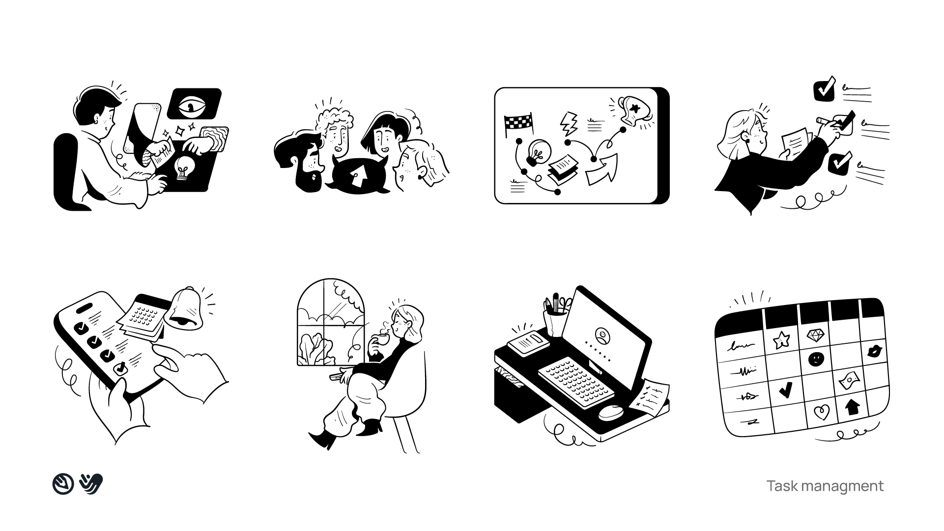 Ilustrações de movimento para noção media 29