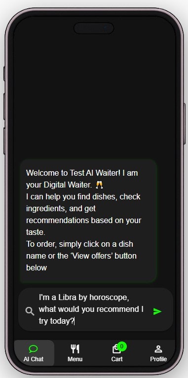 AI Waiter that speaks every language gallery image