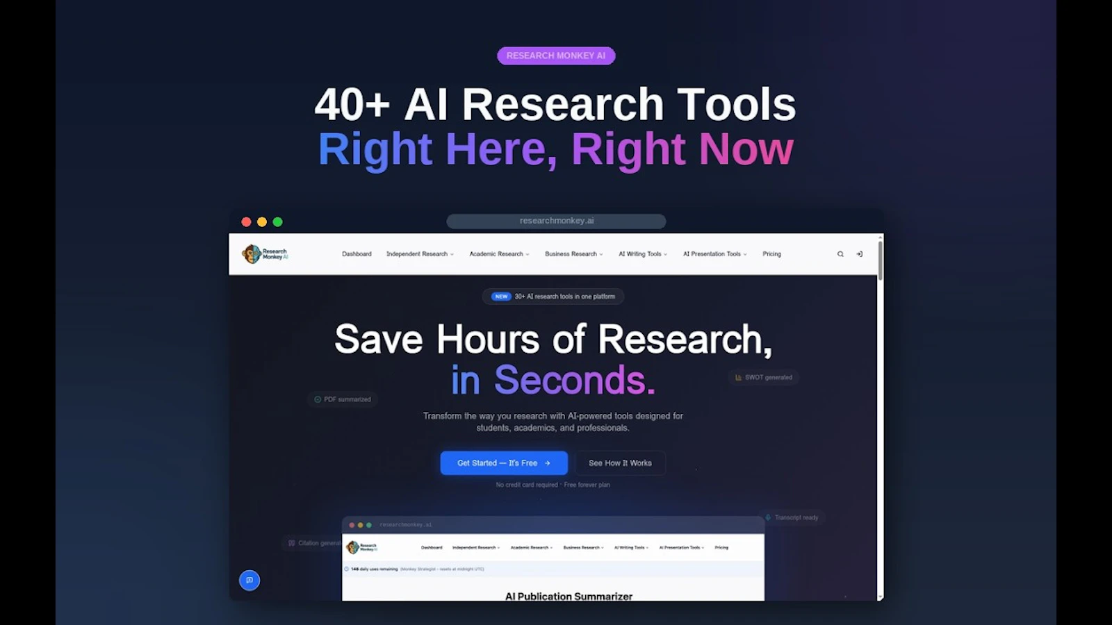 ResearchMonkey AI screenshot 1 (video preview)