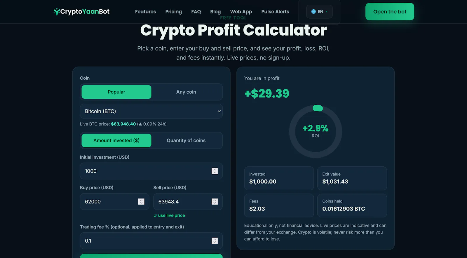 CryptoYaanBot screenshot 3