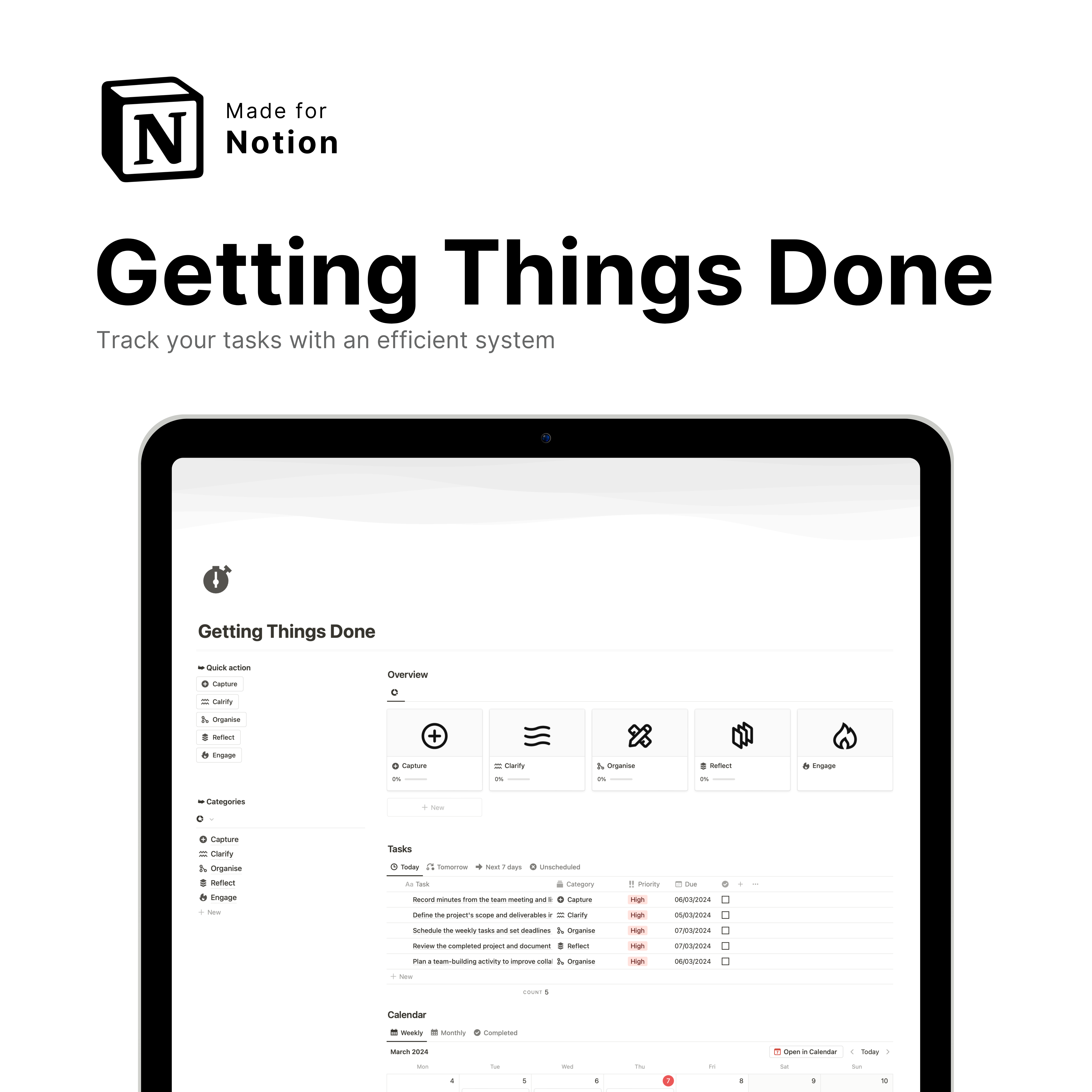 Notion: Getting things done template