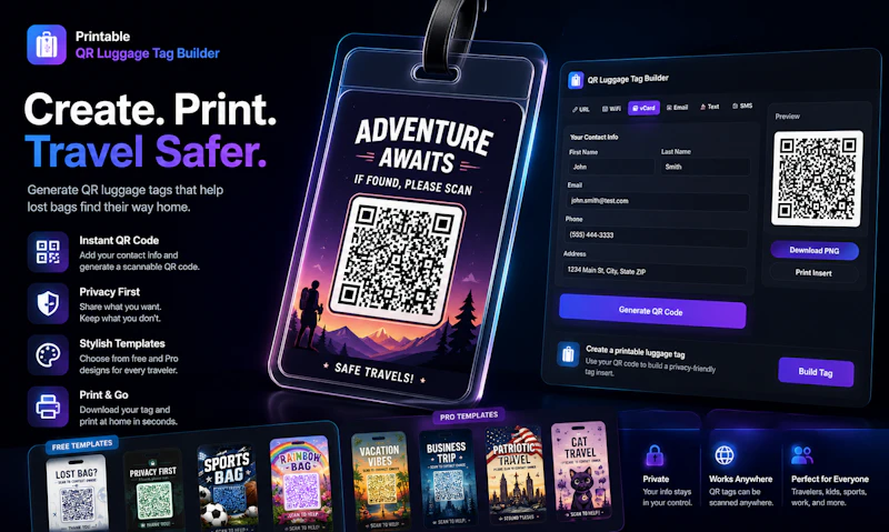 Printable QR Luggage Tag Builder screenshot 2