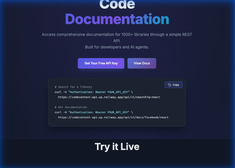 CodeContext API - Screenshot 2 showing product features and functionality