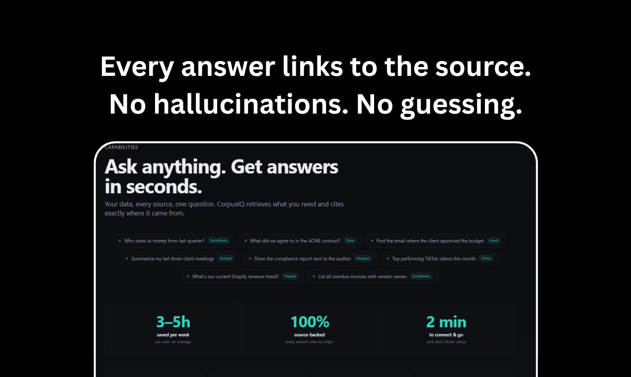 CorpusIQ — Private AI for Business data gallery image