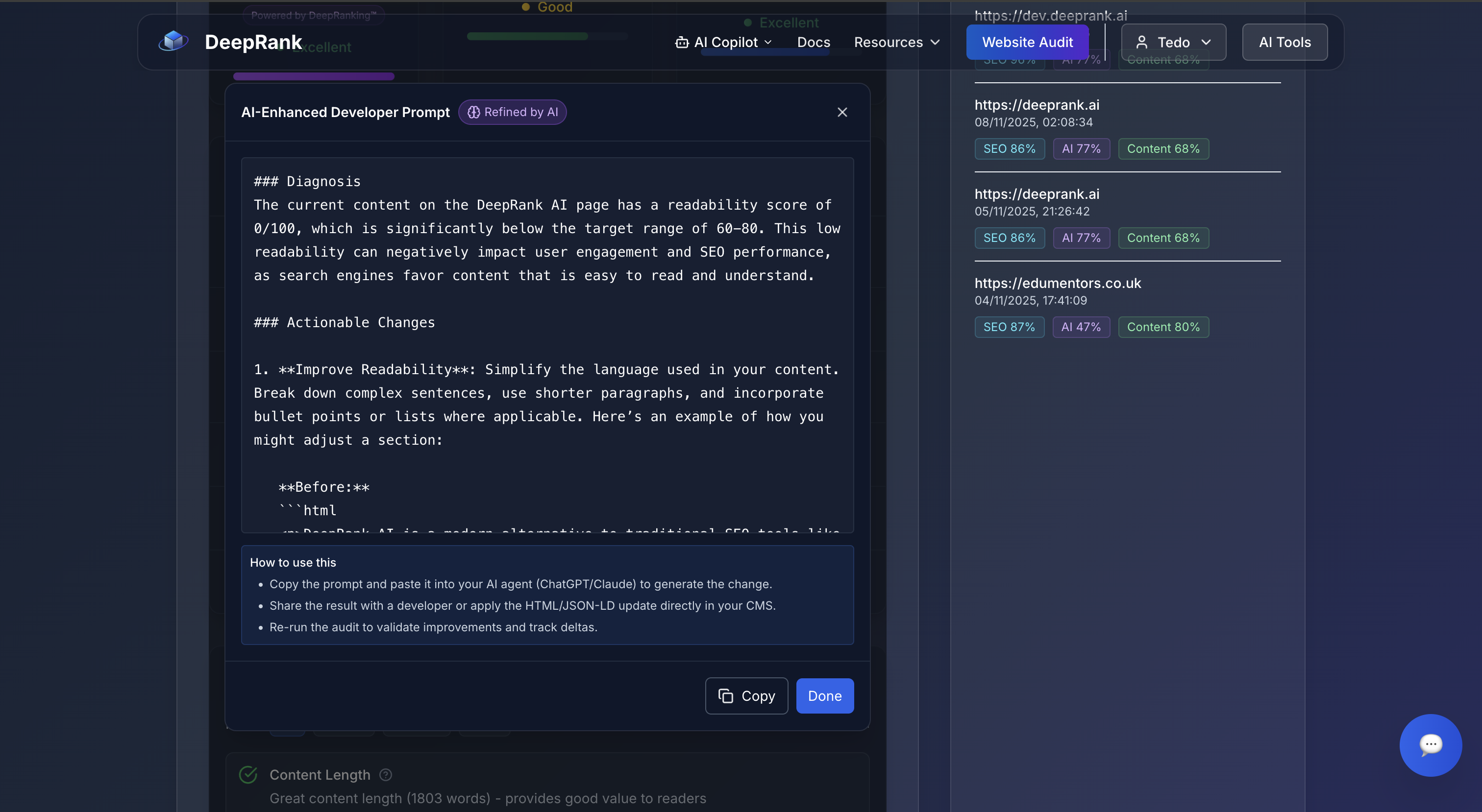 Deeprank AI - Supercharging Vibecoders - Screenshot 4 preview