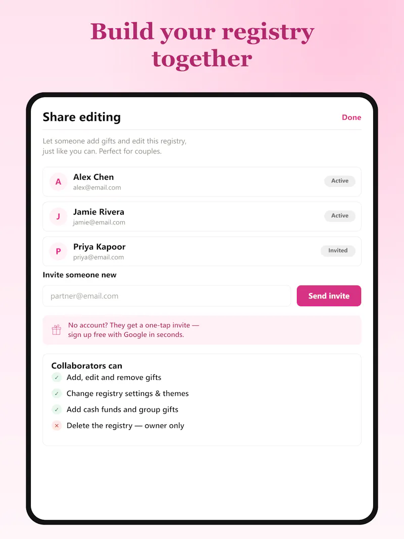 Gift List Free gift registry screenshot 2