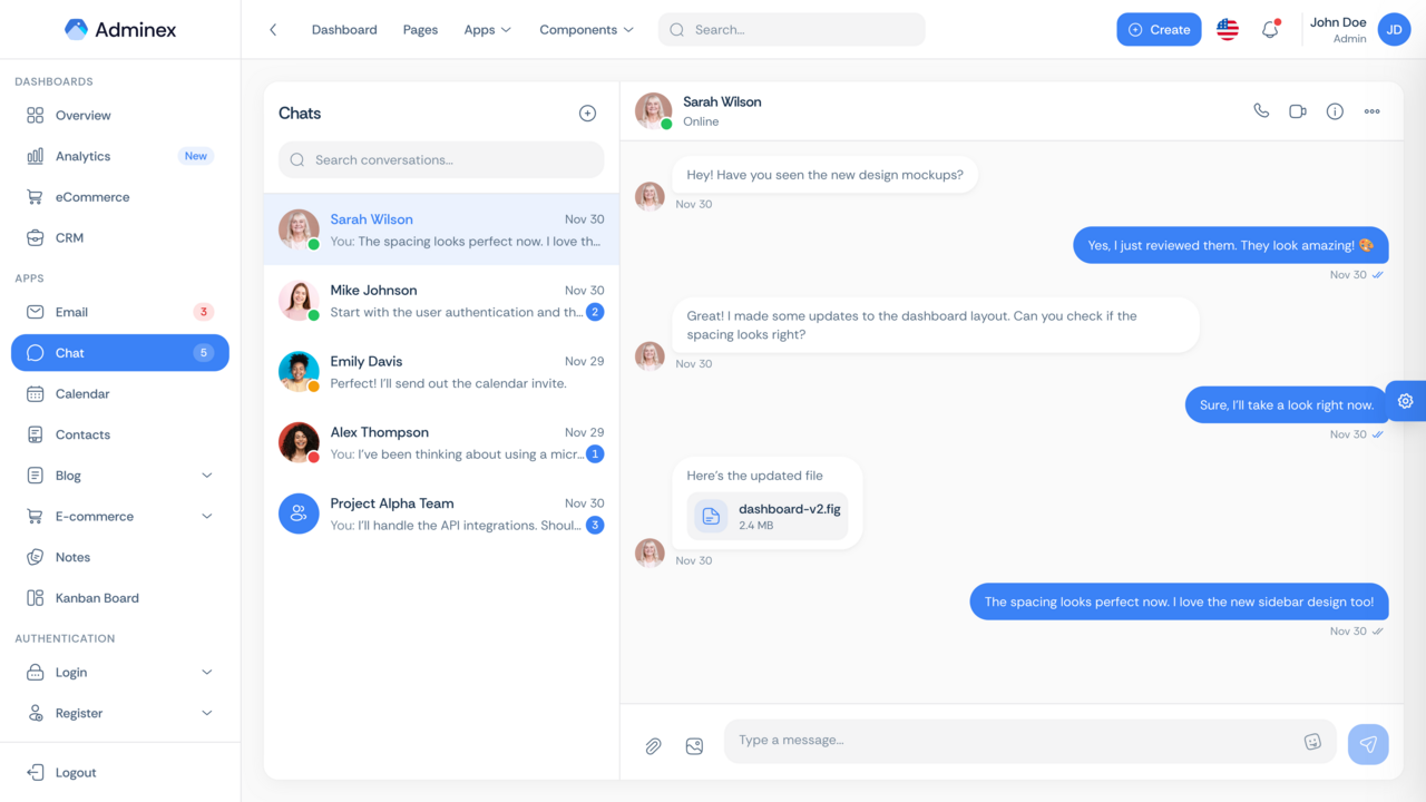 Adminex - React Admin Dashboard Template gallery image