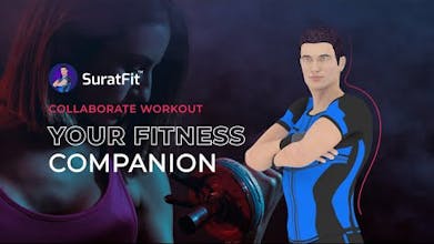 El logotipo de SuratFit muestra una combinación abstracta de las palabras &ldquo;Surat&rdquo; y &ldquo;fit&rdquo; en una fuente elegante.