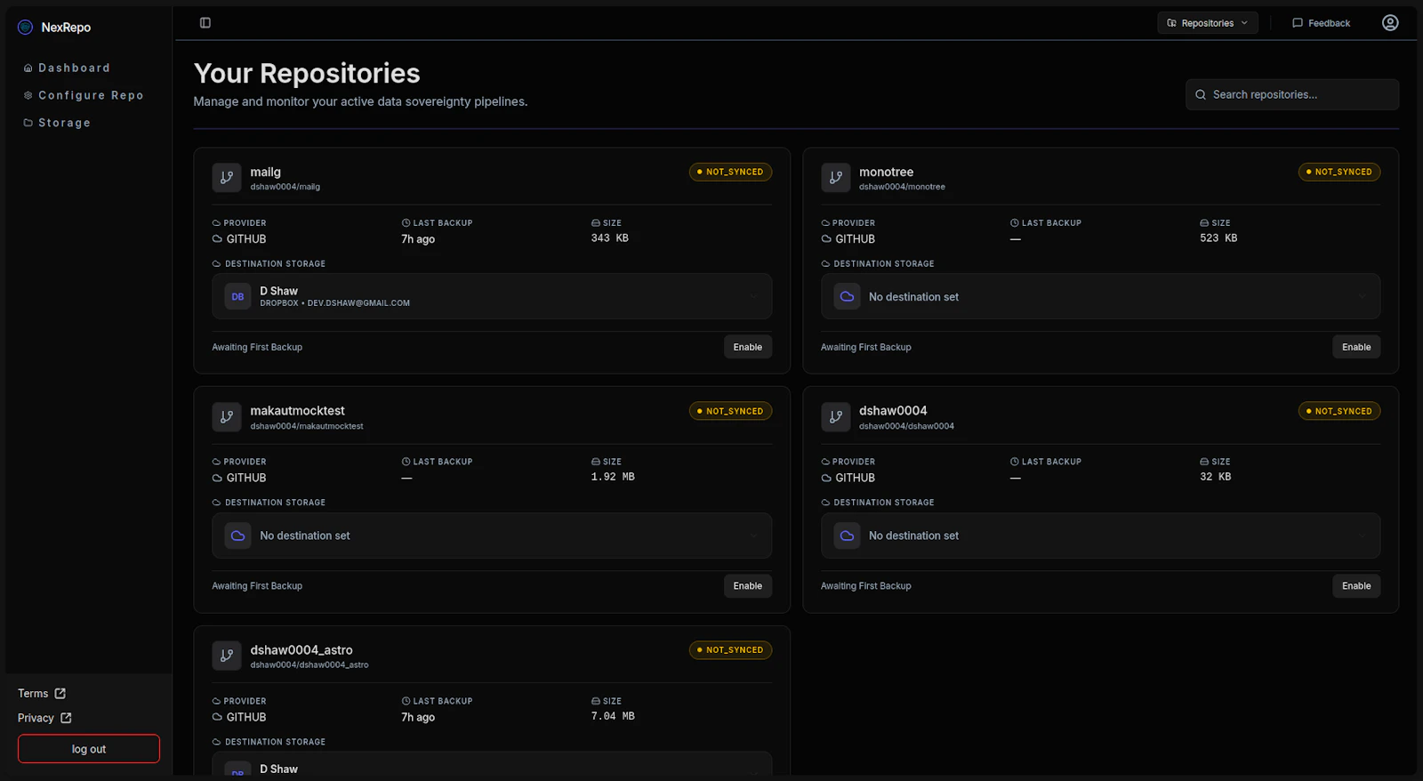 NexRepo screenshot 2