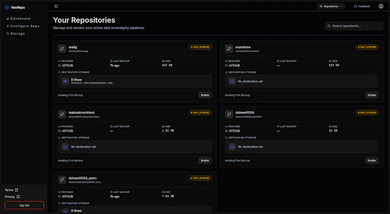NexRepo screenshot 2