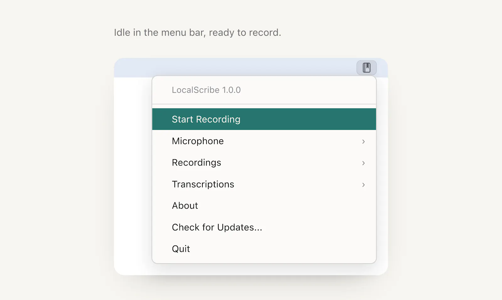 LocalScribe. Transcribe locally on Mac. screenshot 1