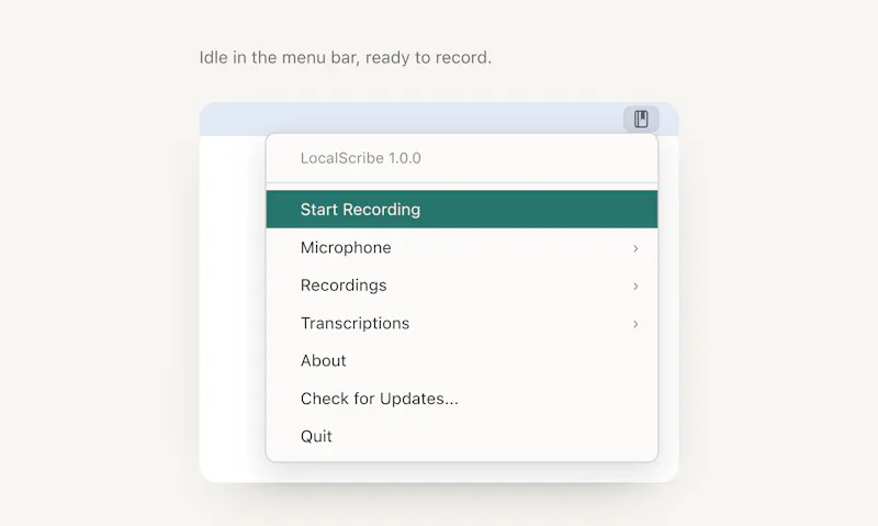 LocalScribe. Transcribe locally on Mac. screenshot 1