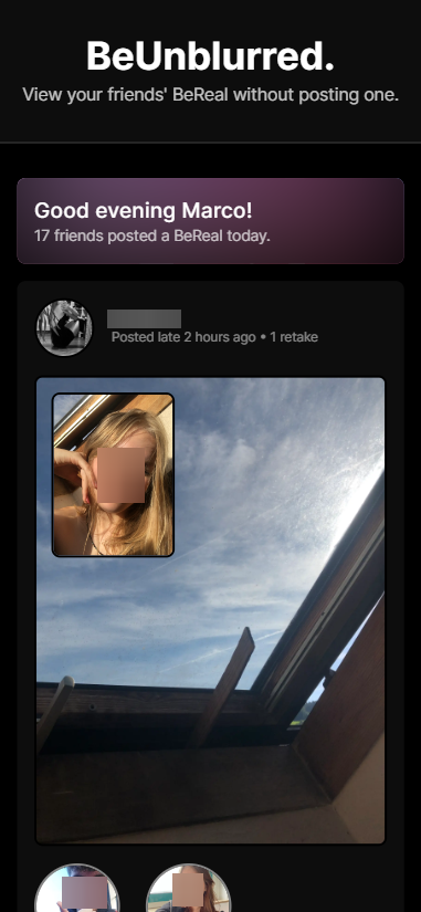 BeUnblurred. - View your friends' BeReal without posting one media 2