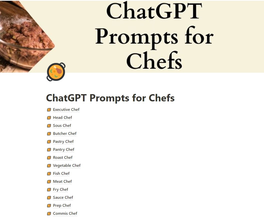 ChatGPT Prompts for Chefs gallery image