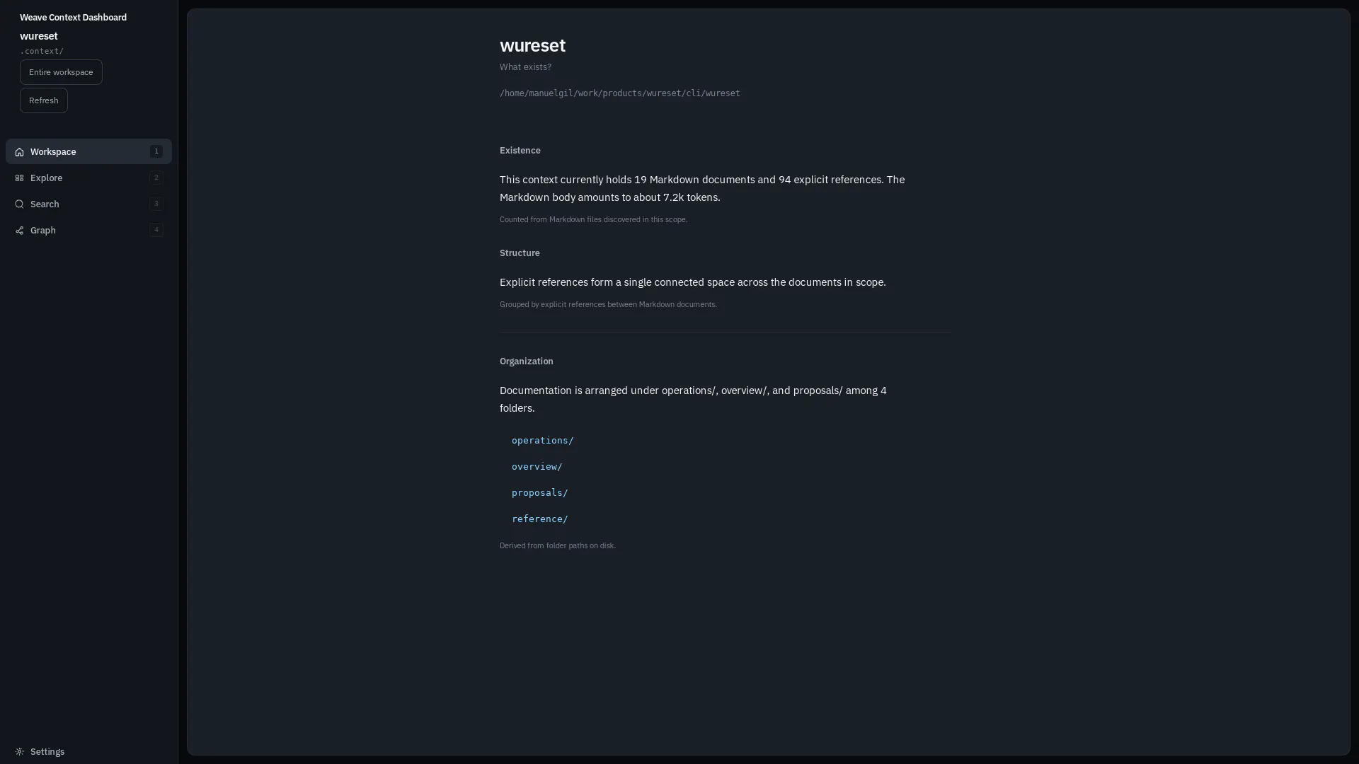 Weave Context Dashboard screenshot 2