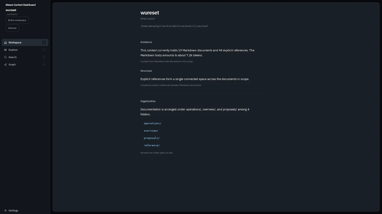 Weave Context Dashboard screenshot 3