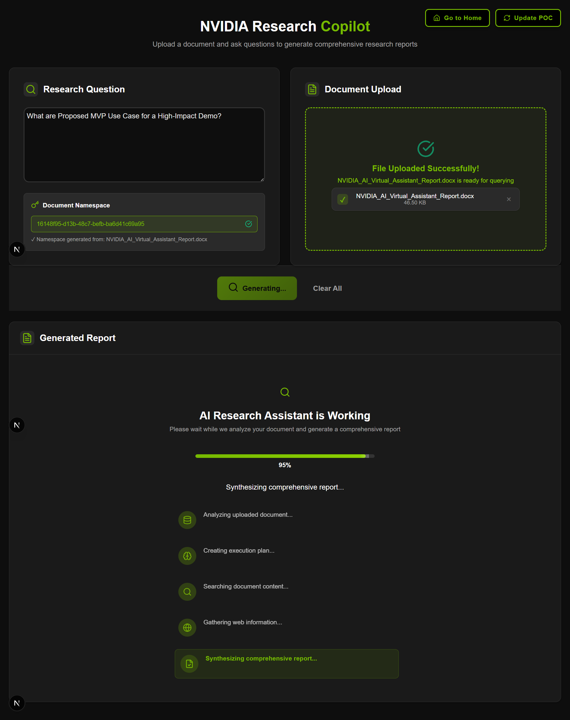 NVIDIA Powered Research Agent - Screenshot 5 showing product features and functionality