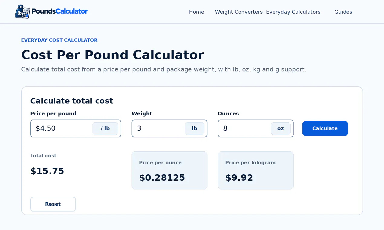 PoundsCalculator screenshot