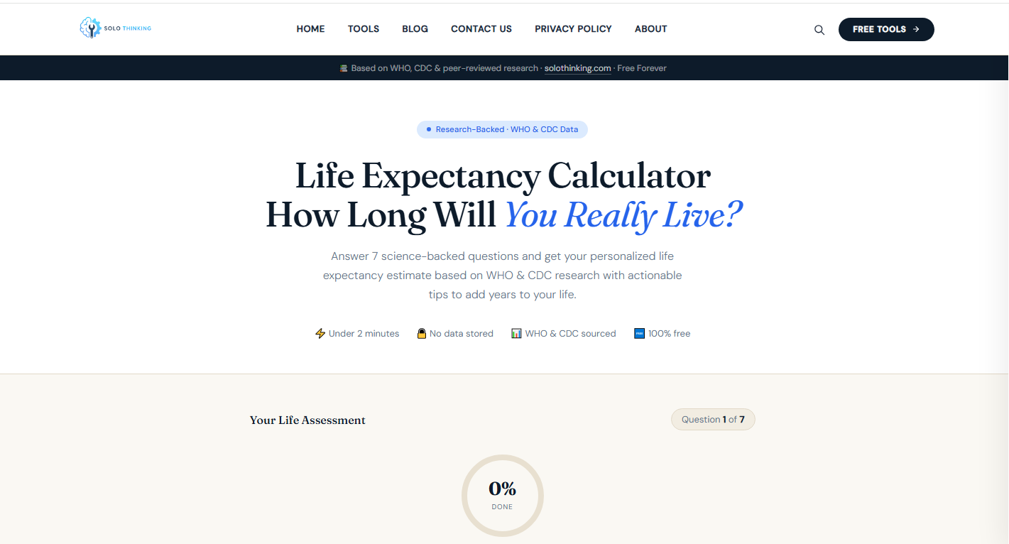 Life Expectancy Calculator -SoloThinking gallery image