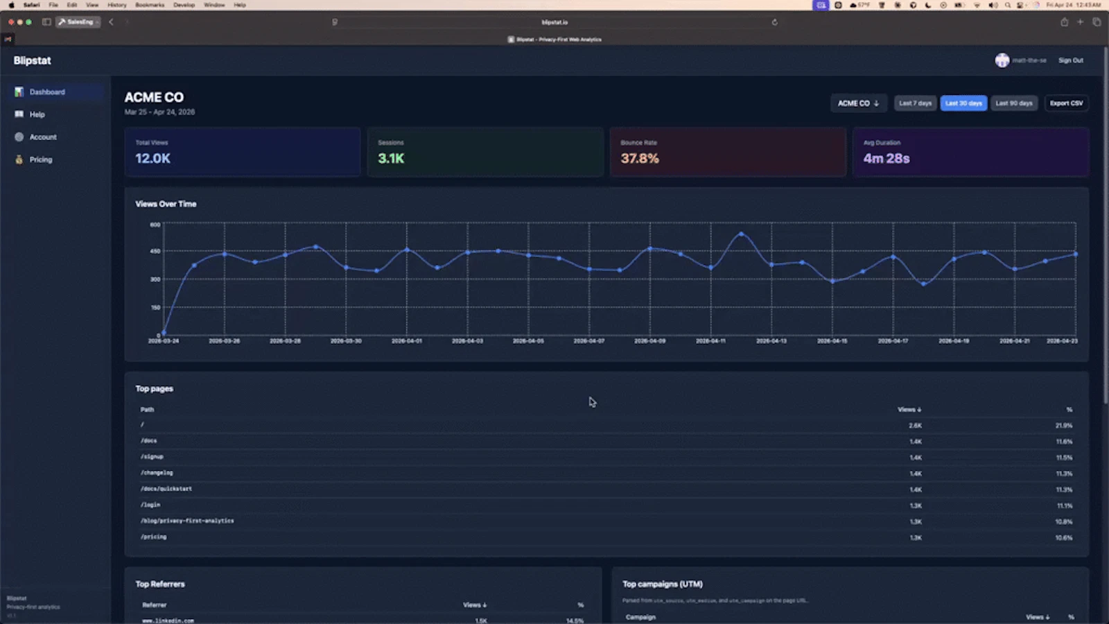 Blipstat  screenshot 1 (video preview)