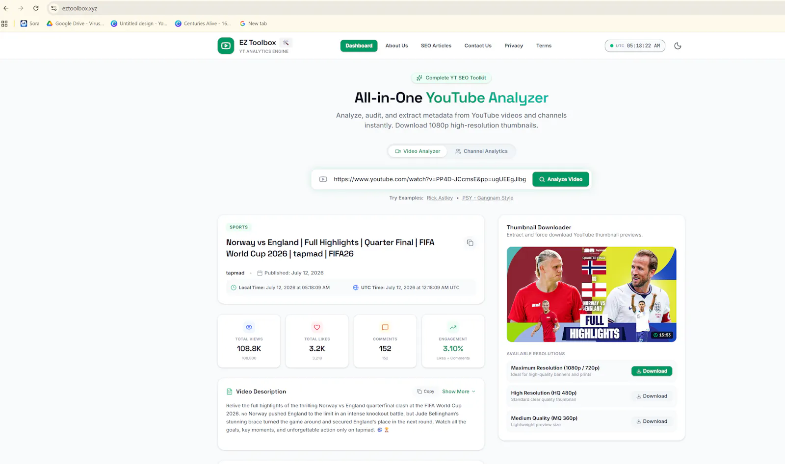 EZ Toolbox — YT Analyzer & thumbnail dwn screenshot 2