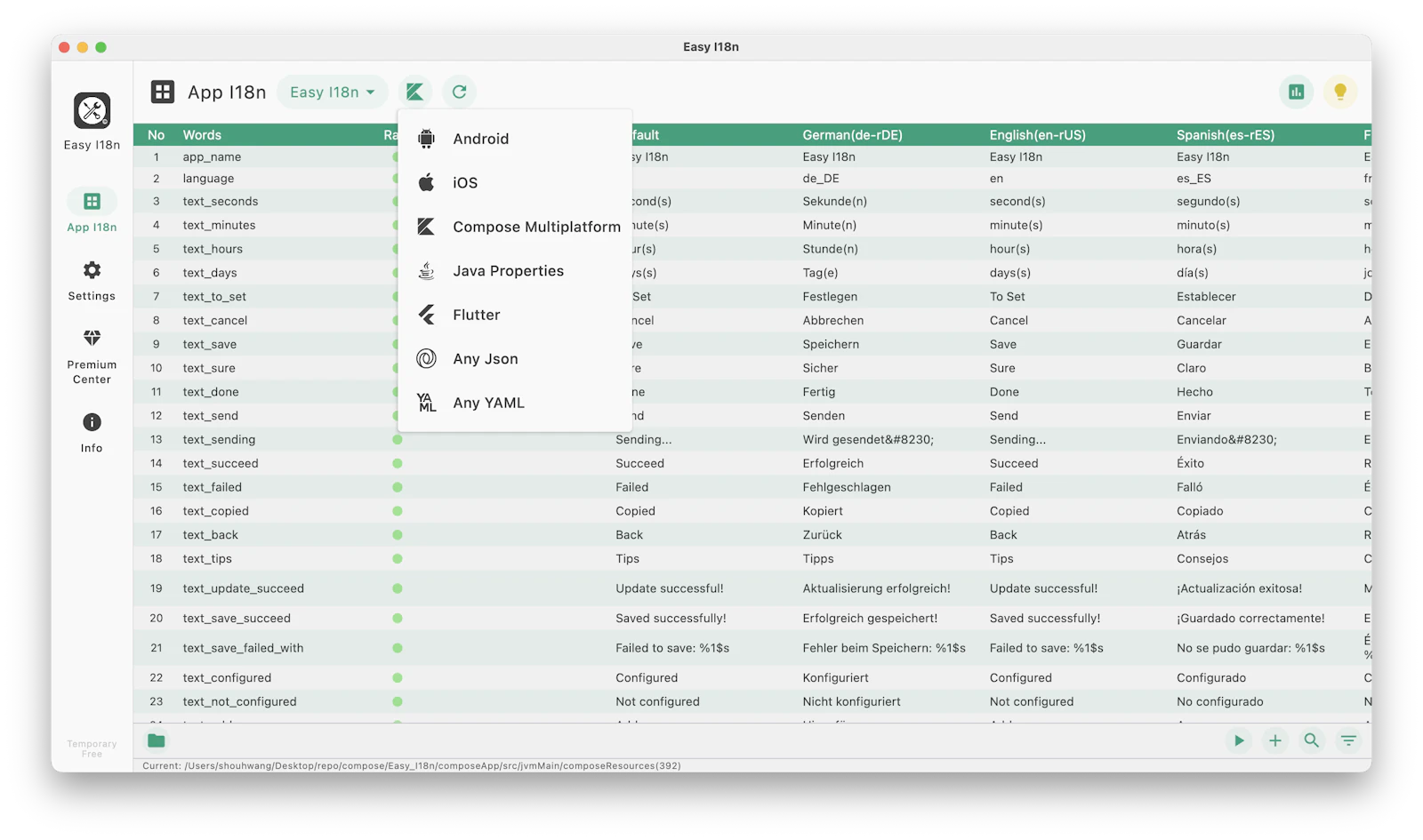 Easy I18n screenshot 2