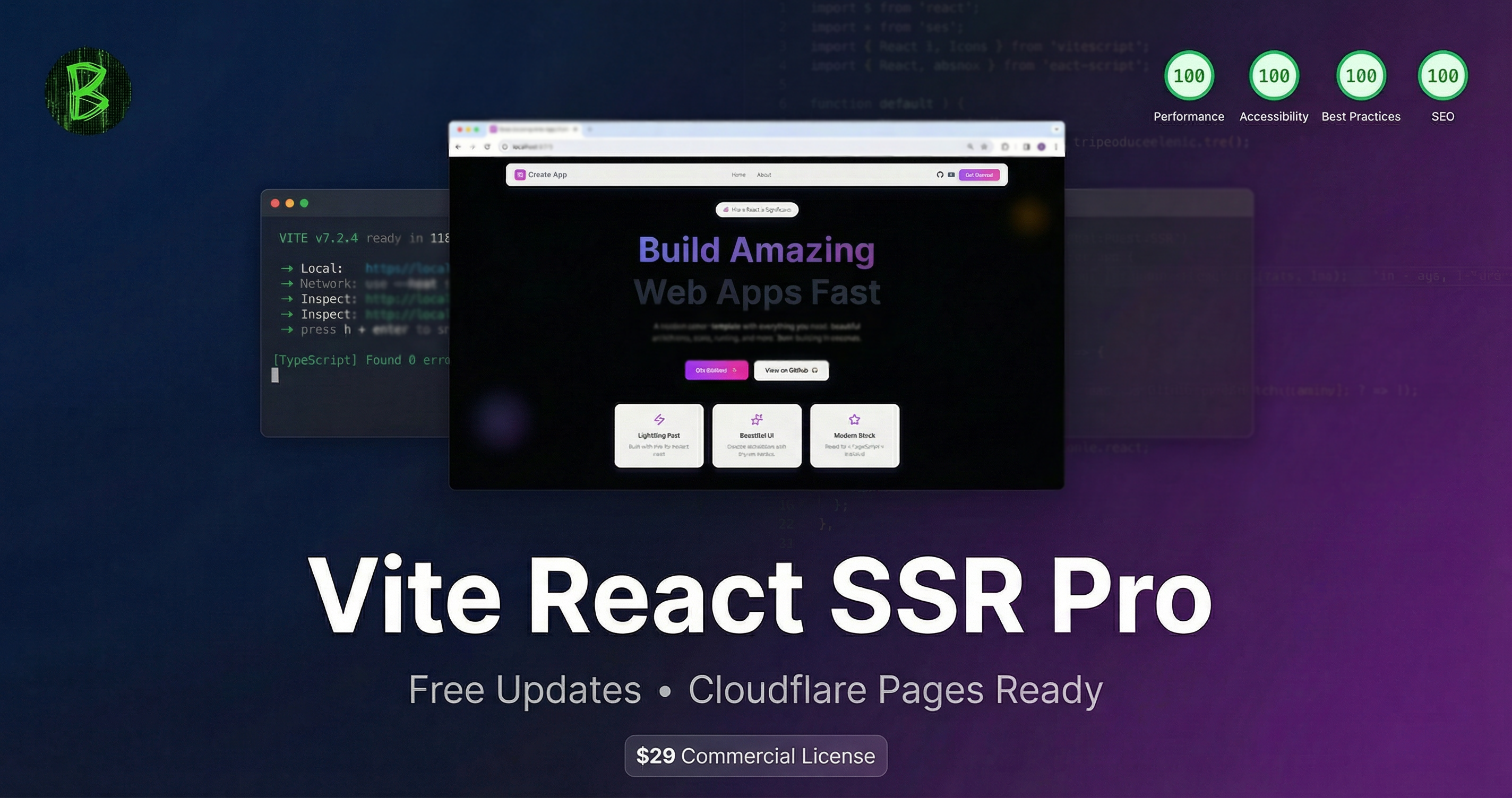 Vite React SSR Pro - Main product screenshot demonstrating key features and user interface