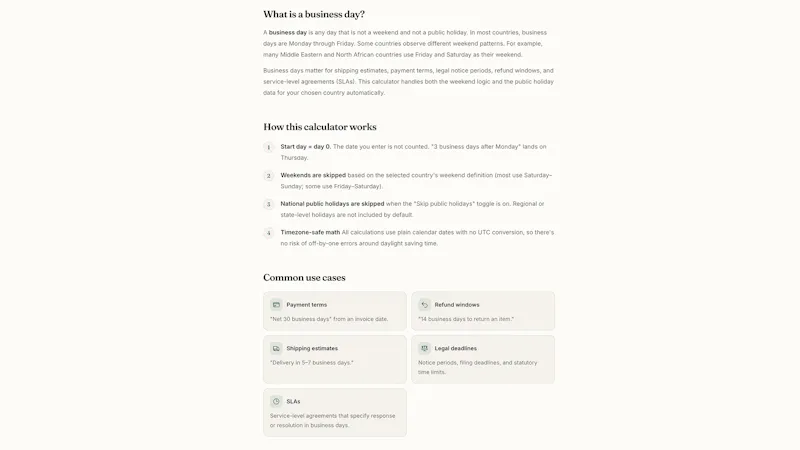 Business Days Calculator screenshot 2