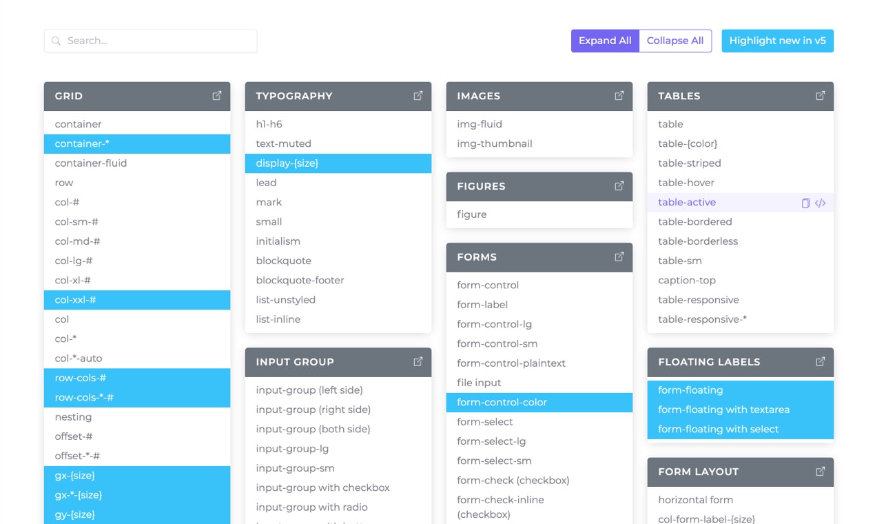 bootstrap 5 classes