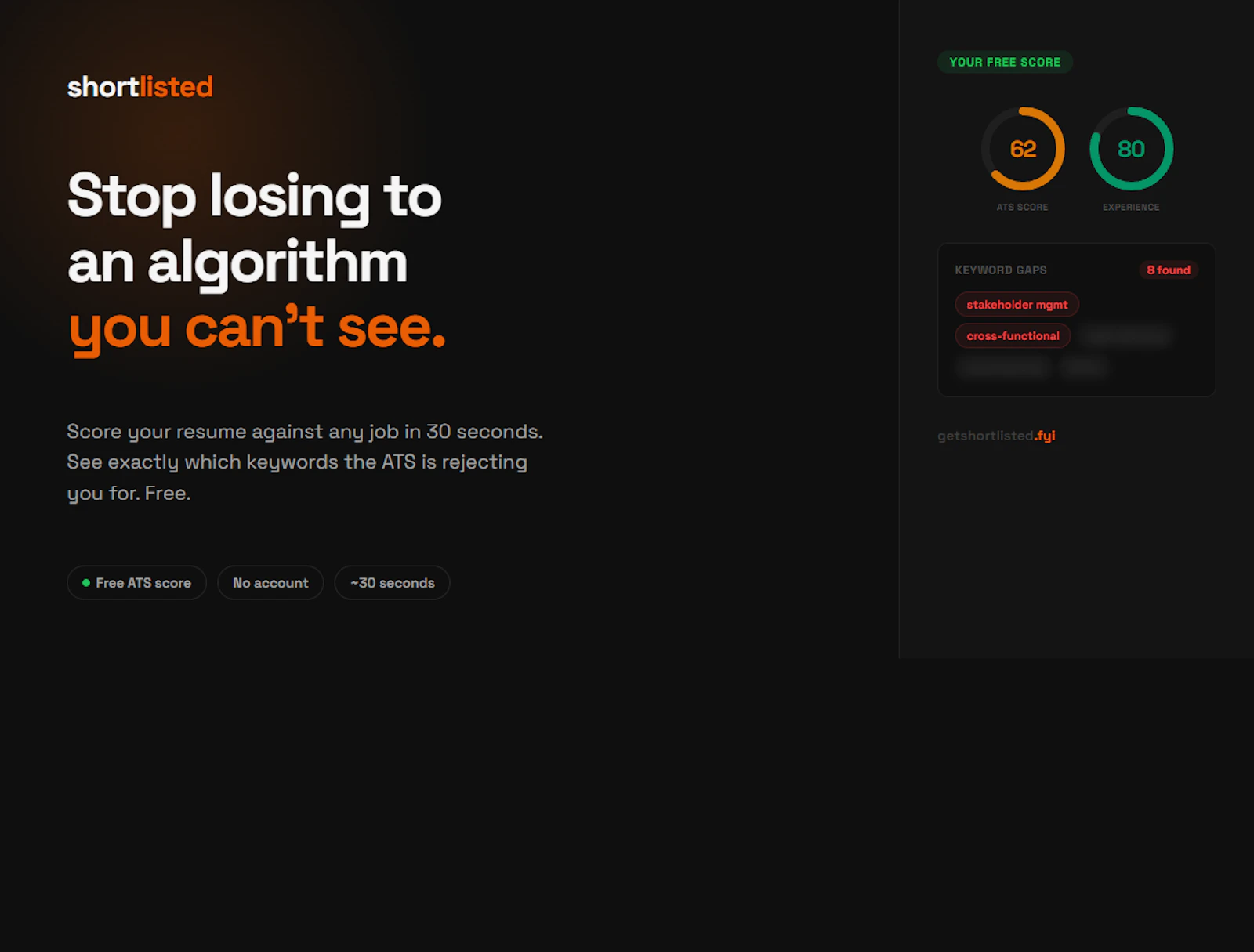 Shortlisted screenshot 1