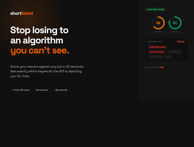 Shortlisted screenshot 1