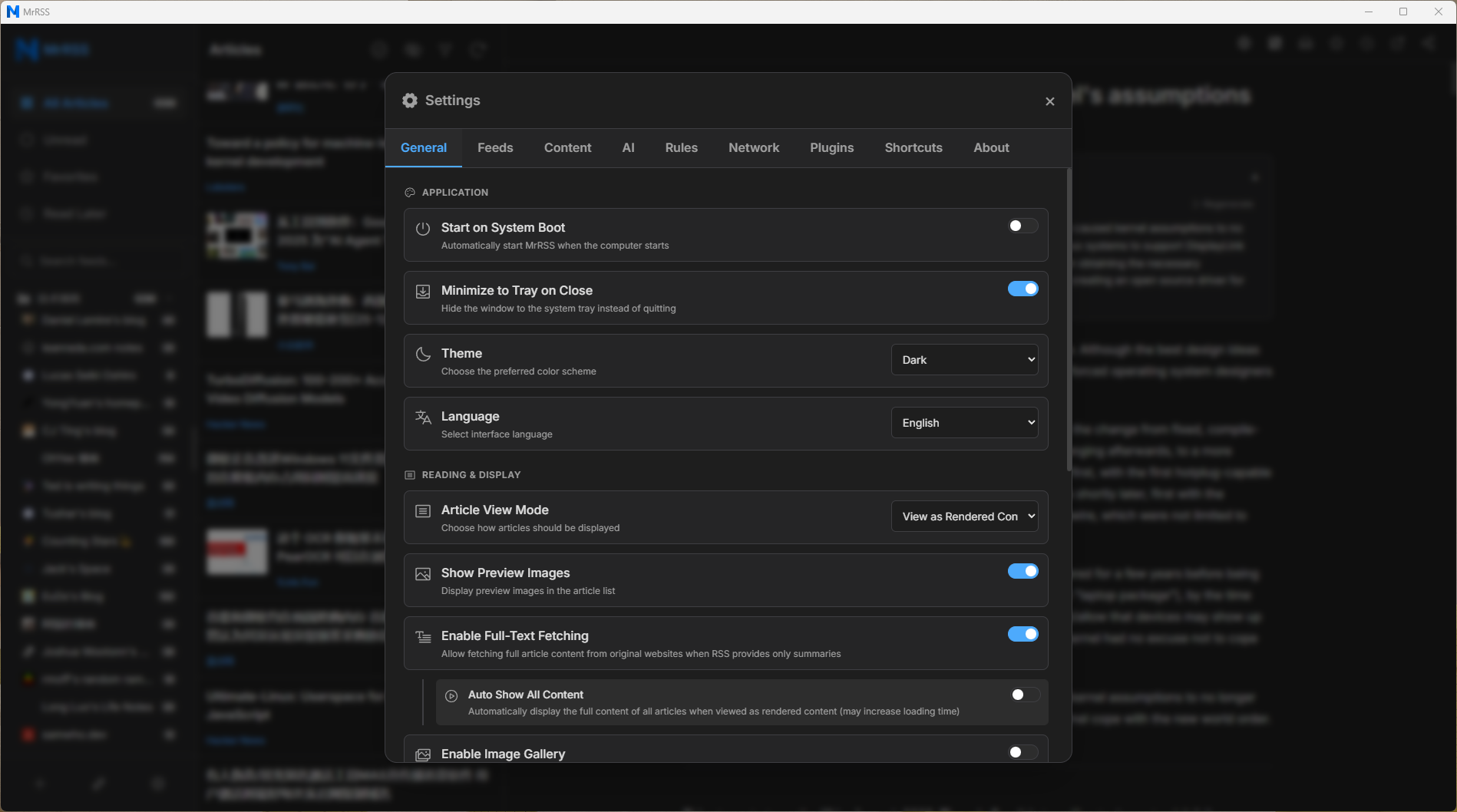 MrRSS - Screenshot 4 showing product features and functionality