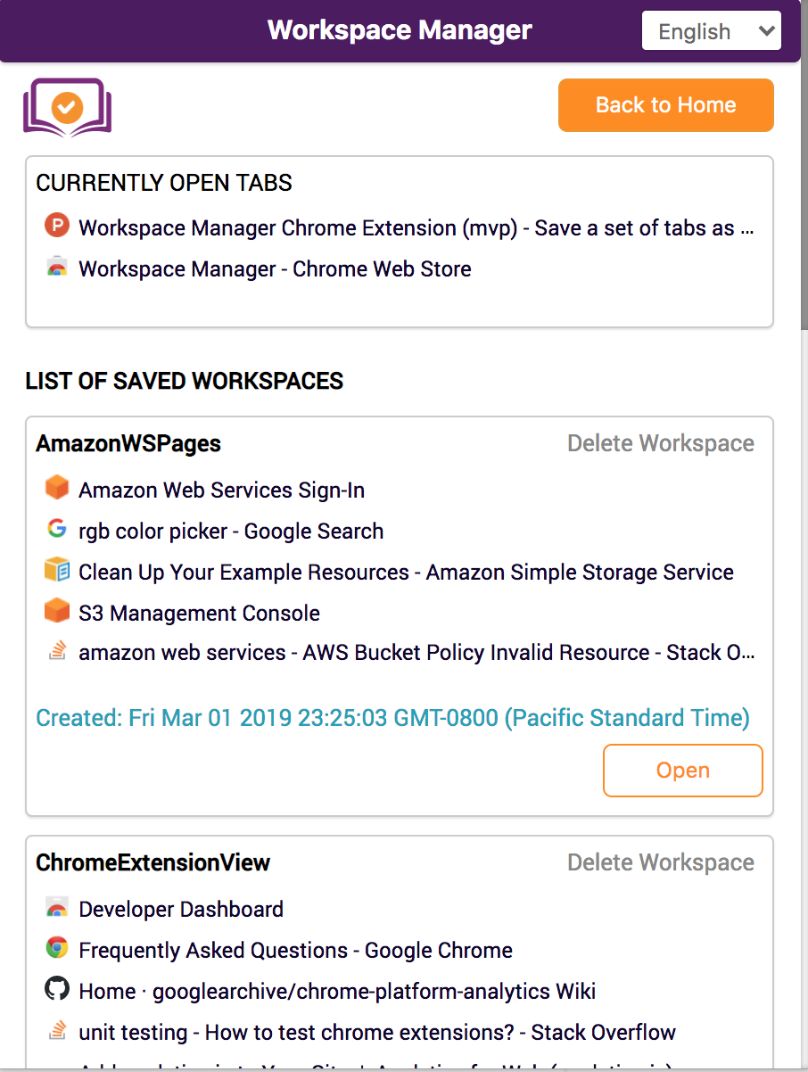 Workspace Manager Chrome Extension (mvp) gallery image
