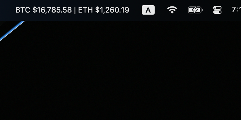 Solo Crypto Bar - Live Coin Tracker (BTC, ETH y otros) 💰 en su barra MacOS media 3