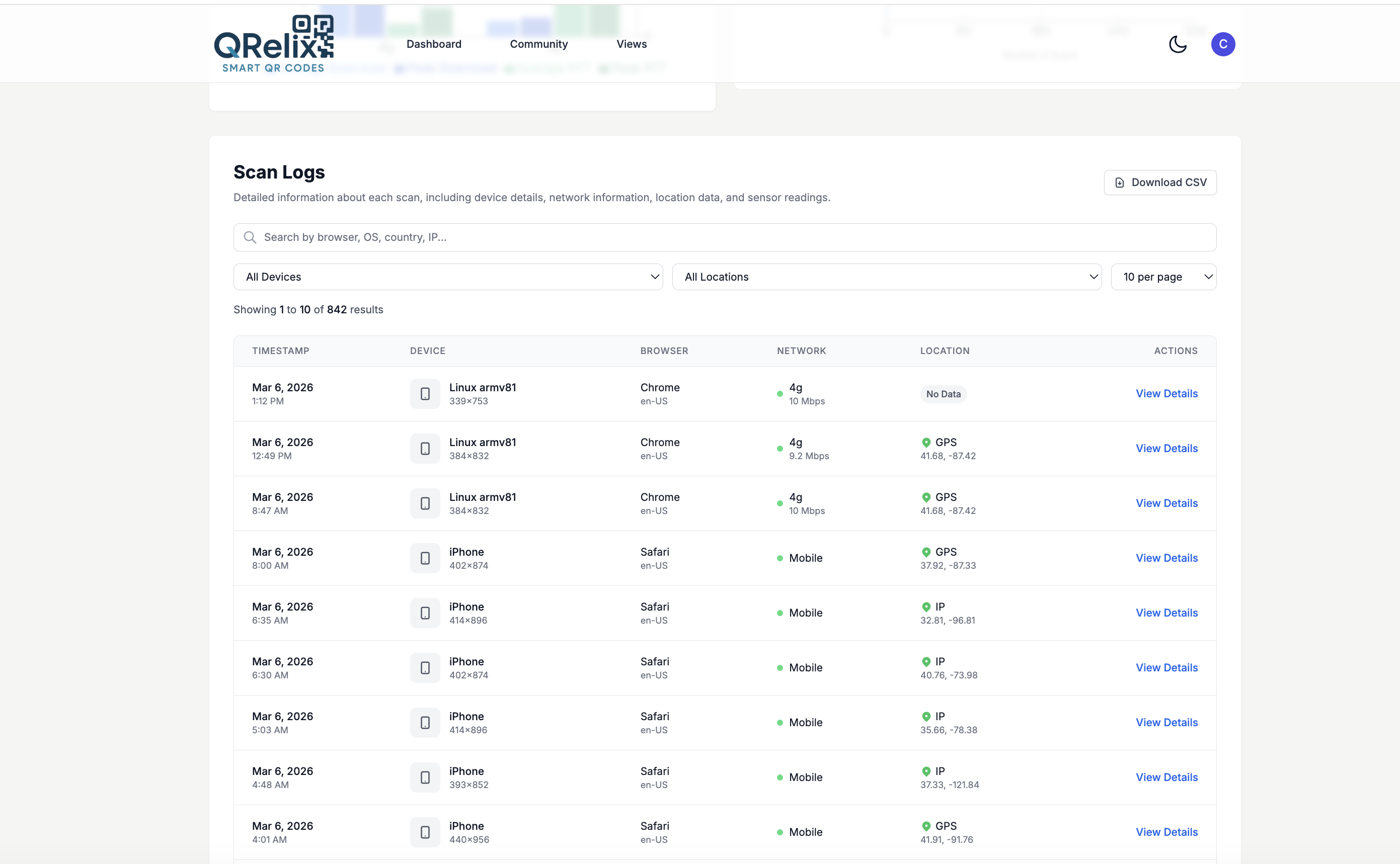 QRelix.com - Smart QR Codes That Work - Screenshot 5 showing product features and functionality
