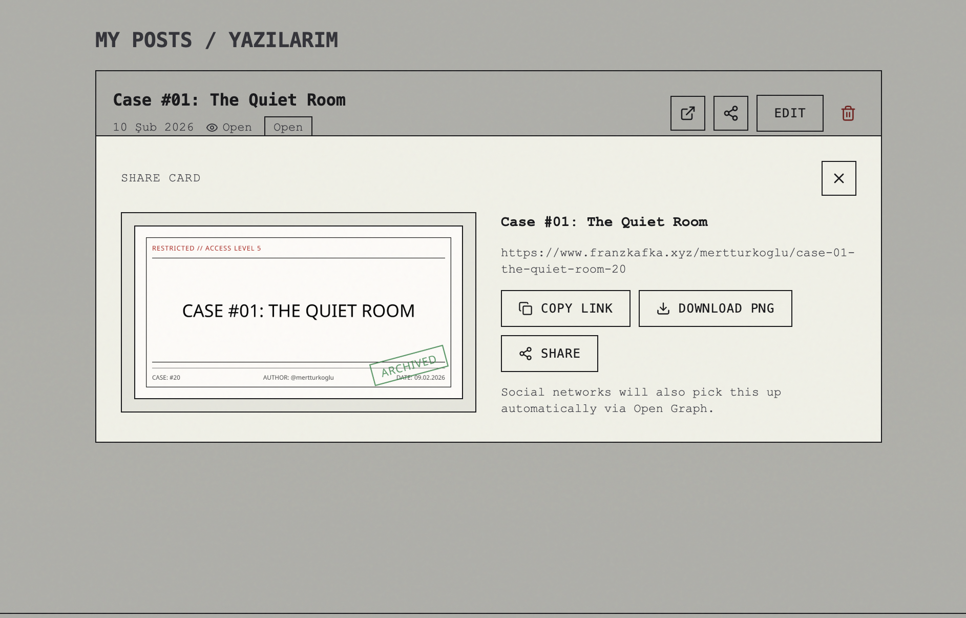 FranzKafka.xyz - Screenshot 3 showing product features and functionality