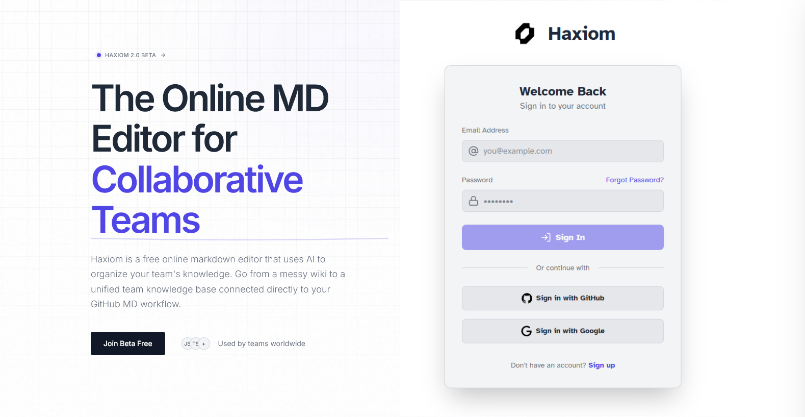Haxiom - Main product screenshot demonstrating key features and user interface