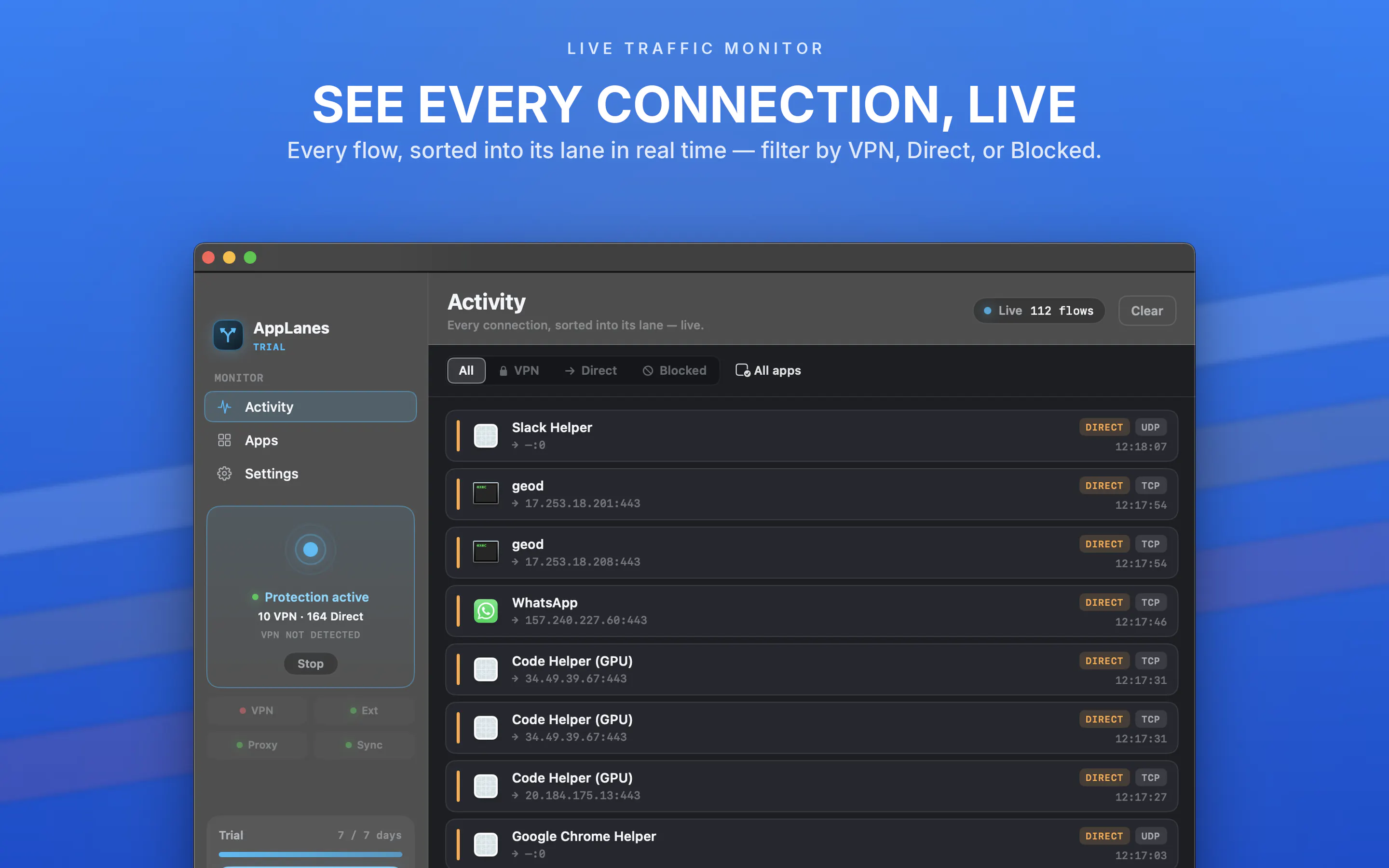 AppLanes - Per-App VPN Routing for Mac gallery image