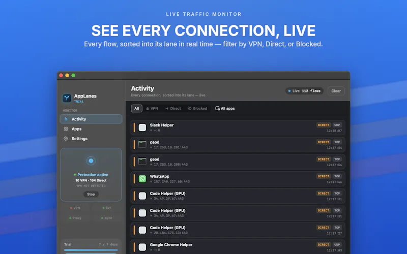 AppLanes - Per-App VPN Routing for Mac screenshot 5
